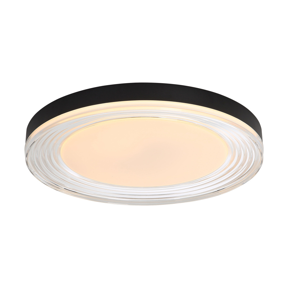 Wry Lighting Ondulada Integrated LED 20in Flush Mount in Sand Black and Clear Glass